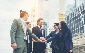 Group of Employee Shaking Hands Illustrating Integrity At Infiniti Software Solutions